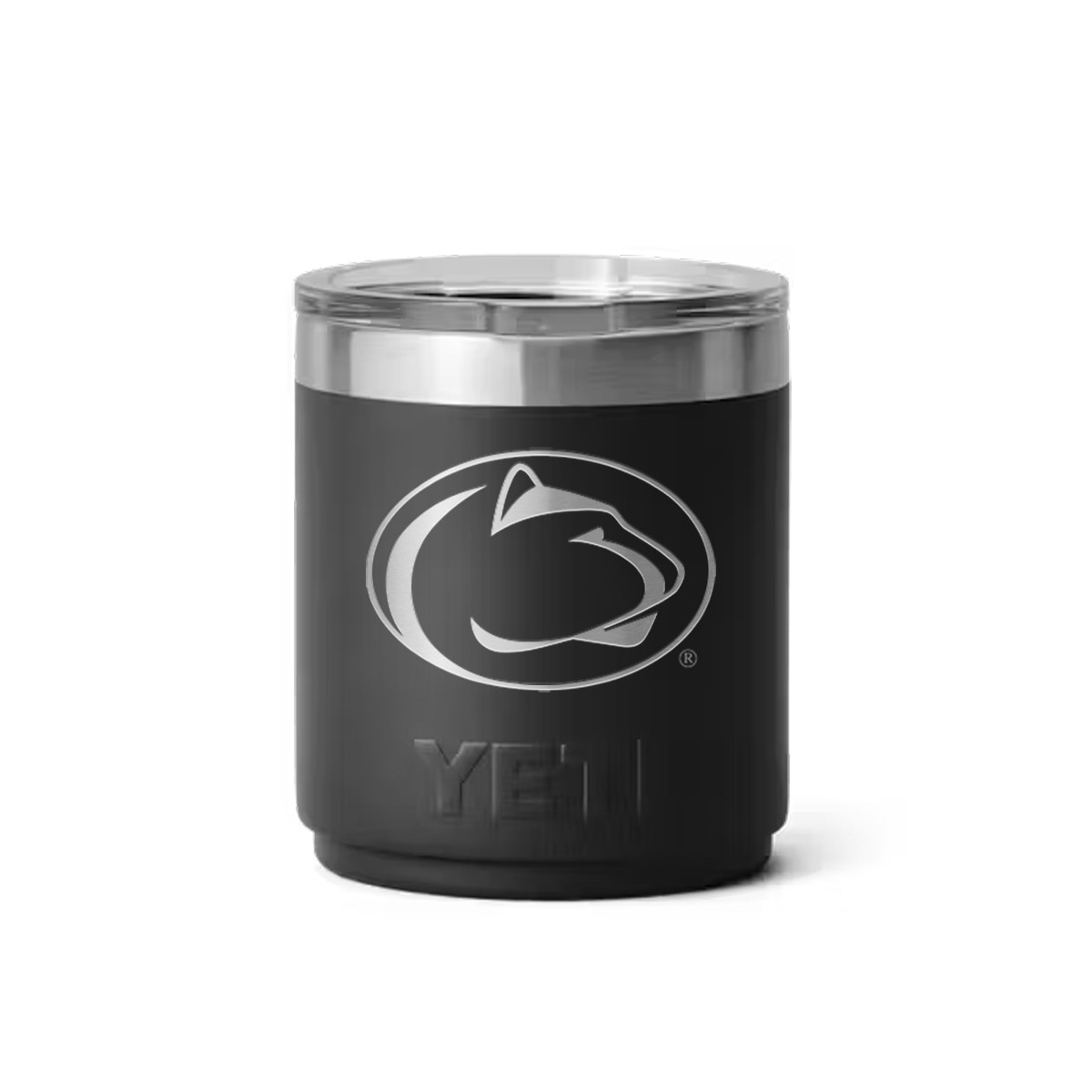 Yeti 10oz black lowball tumbler with Penn State Athletic Logo